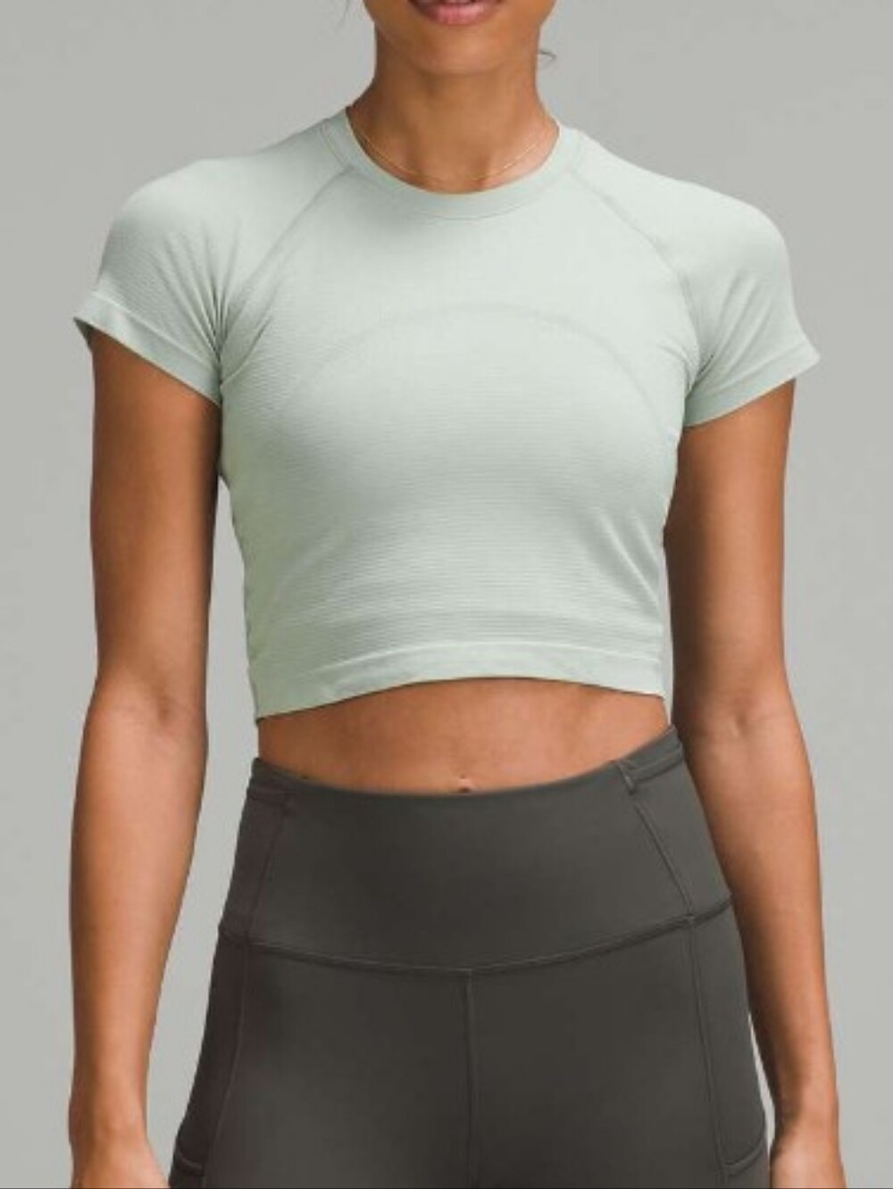 Lululemon Swiftly Tech Cropped Short Sleeve 2.0 Jade Grey? EUC